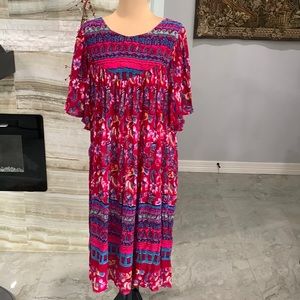 Saybury Colorful Tropical Print Oversize Gauze‎ Dress. Size OS